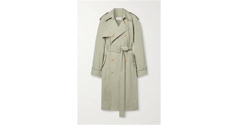 The Row June Double Breasted Belted Cotton Trench Coat In Green Lyst