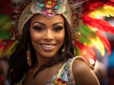 Linda Garota Latina Gostosa Usa Vestido De Carnaval Um Festival De Rua Vibrante E Animado No Rio