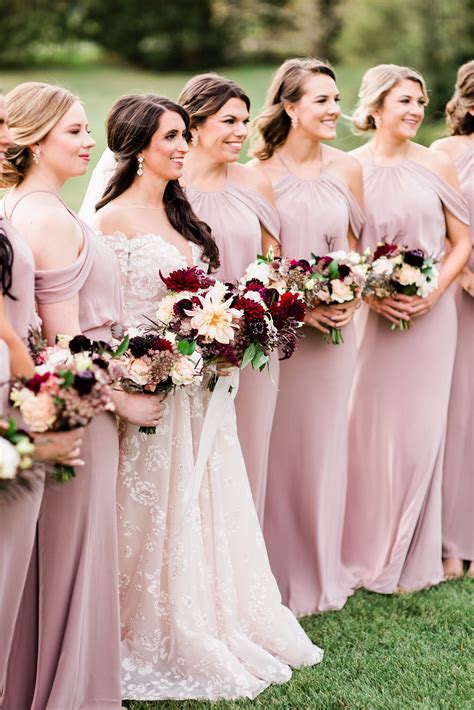 Burgundy And Blush Bridesmaids Burgundy And Blush Bouquets Bridesmaid