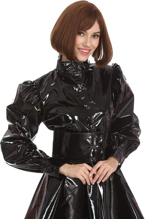 GOceBaby Frauen Sissy Gotisch Punk Schwarz PVC Ball Gewand Kleid