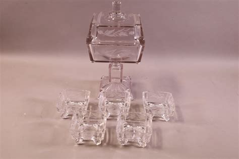 6 Piece Victorian Glass Berry Set Redlands Antique Auction