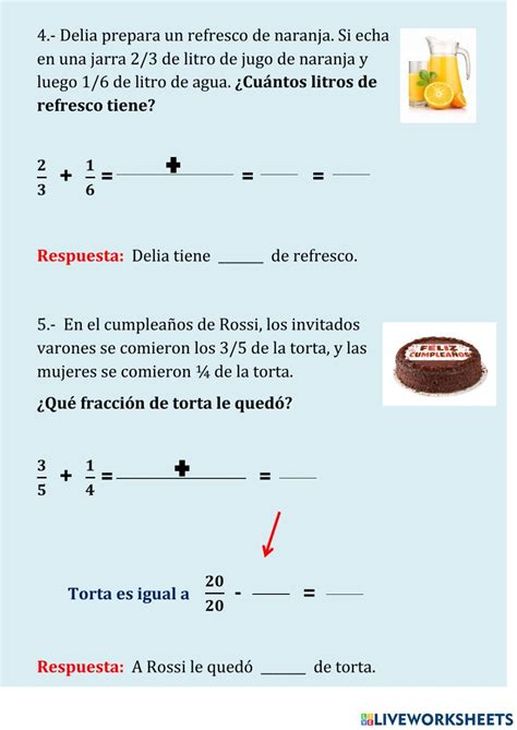 Ficha De Problemas Con Fracciones Para Primaria Teaching Supplies