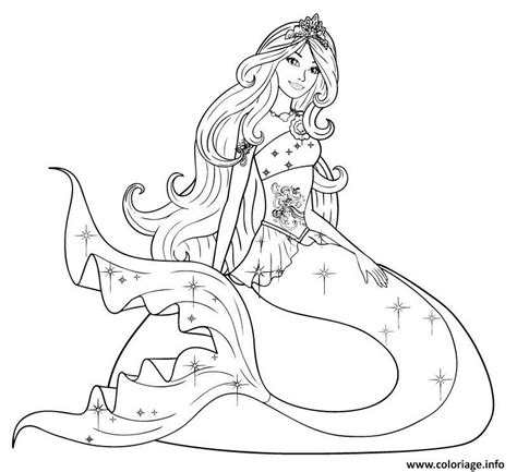 Coloriage Barbie Sirene Se Repose Apres Une Longue Journee Dans La