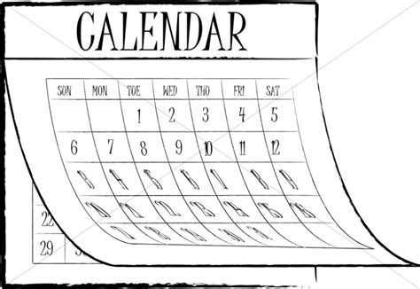 Black and White Spring Calendar | Christian Calendar Clipart