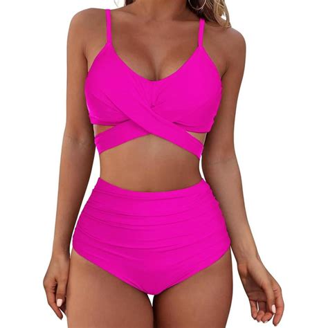 American Trends Womens High Waisted Bikini Swimsuits Push Up Bikini