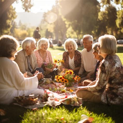 Um Grupo De Idosos Est Desfrutando De Um Piquenique No Parque Foto