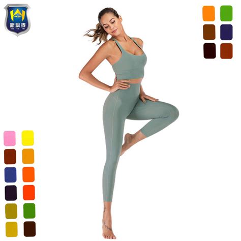 High Waist Gym Workout Naked Feels Piece Sports Clothing Yoga Leggings Set Yoga Set And