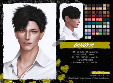 Gangsta Hairstyle ┊ New Mesh Obsidian Sims Sims Sims 4 Cc Skin