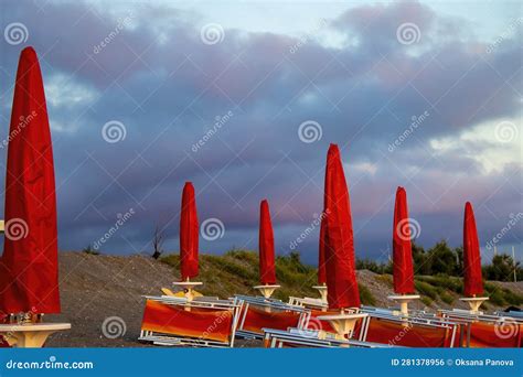 Thunderclouds Are Approaching The Tourist City The Beach A Strong