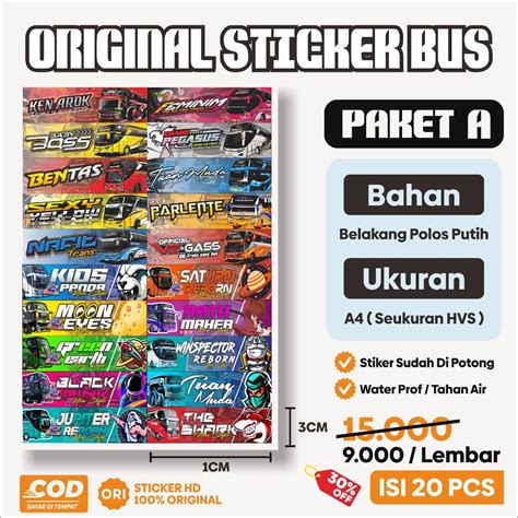 Jual Sticker Bus Original Isi Pcs Termurah Mengkilap Kuat Tahan