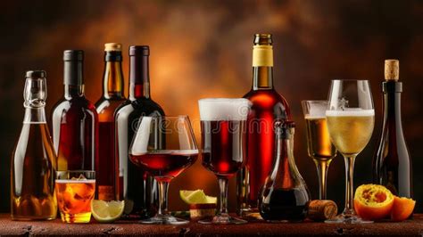 Many Bottles of Alcohol of Different Brands. Stock Image - Image of ...