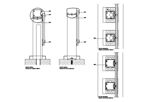 Corridor Typical Section Glass Railing Structure Cad Drawing Details