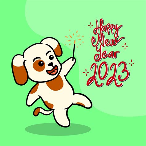 Cute Dog and Happy New Year Illustration 15278234 Vector Art at Vecteezy