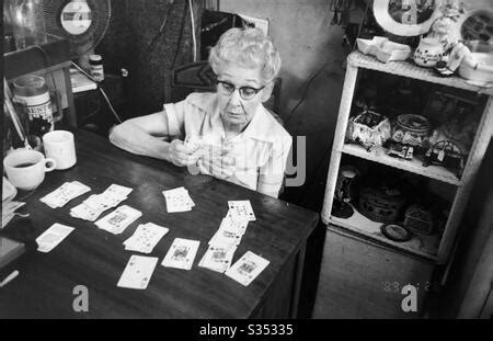 Senior Woman Playing Solitaire Portrait Stock Photo Alamy