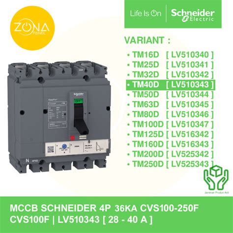 Jual MCCB SCHNEIDER EASYPACT CVS100F 4P 40A 25KA TMD TM40D LV510343