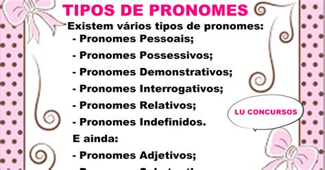 Existem V Rios Tipos De Pronomes Pronomes Pessoais Pronomes