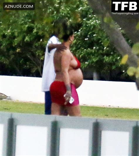 Rihanna Sexy Seen Showing Off Her Boobs In A Red Bikini Top In Barbados Aznude