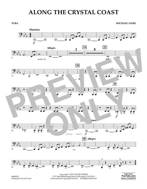 Along The Crystal Coast Tuba By Michael Oare Sheet Music For Concert