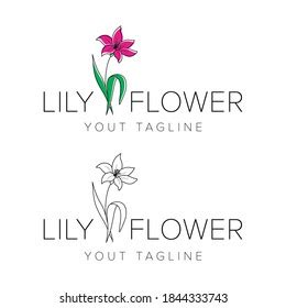 Lily Flower Logo Template Vector Stock Vector (Royalty Free) 1844333743