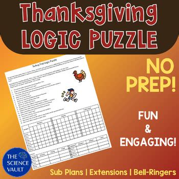 Thanksgiving Logic Puzzle Great For Critical Thinking By The Science