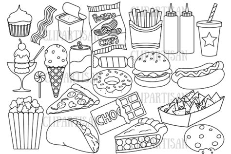 Junk Food Coloring Page - 212+ File for DIY T-shirt, Mug, Decoration and more