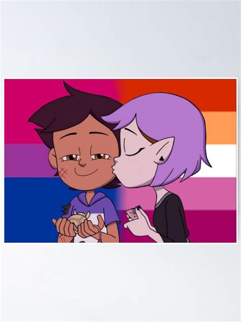 Lumity Kiss With Bisexual And Lesbian Pride Flags From The Owl House Season Two Poster For