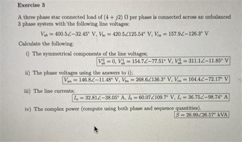 Solved Exercise 3 A Three Phase Star Connected Load Of 4