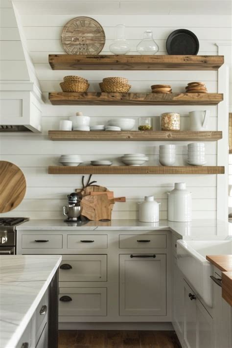 rustic open shelving kitchen  ideas  warm charm   open