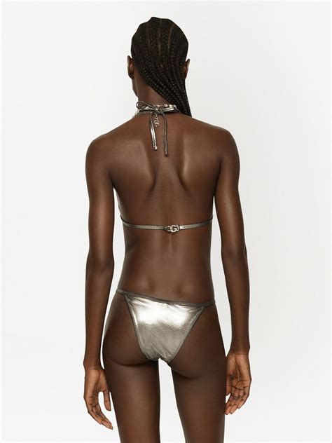 Dolce Gabbana Kim Dolce Gabbana Dg Logo Triangle Bikini Silver Farfetch