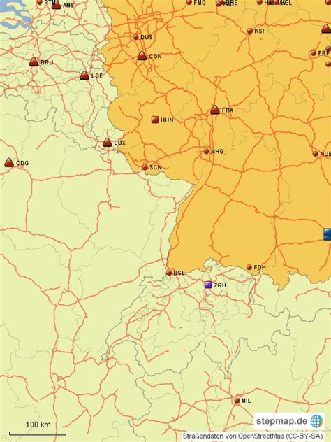 StepMap German Airport Map Landkarte für Deutschland