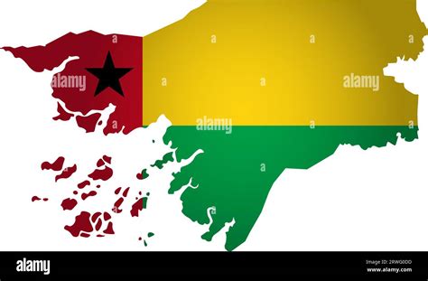 Illustration With National Flag With Simplified Shape Of Guinea Bissau