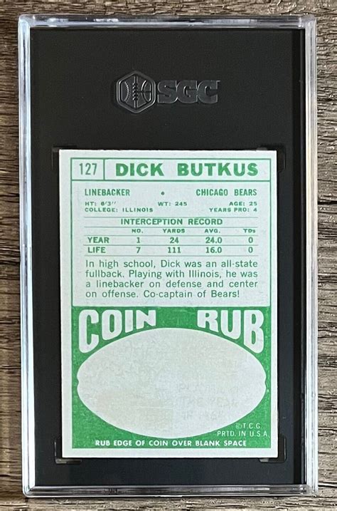 DICK BUTKUS 1968 TOPPS VINTAGE GRADED CARD 127 SGC 6 EX NM BEARS EBay