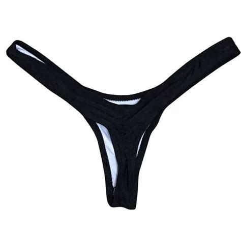 Brasilianische Style Bikini String Damen Badehose Badeanzug Schwarz