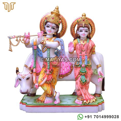 Marble Radha Krishna statue with Cow, Manufacturers of Marble Radha ...