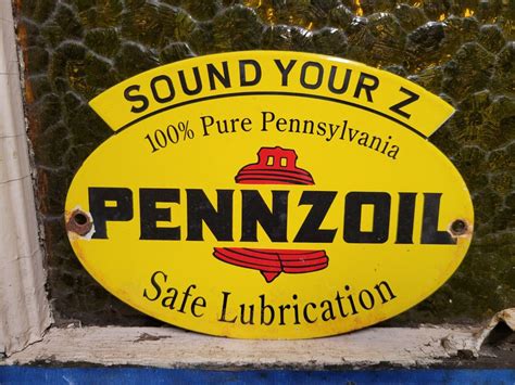 Pennzoil Vintage Porcelain Sign Old Service Station Oil Lubrication