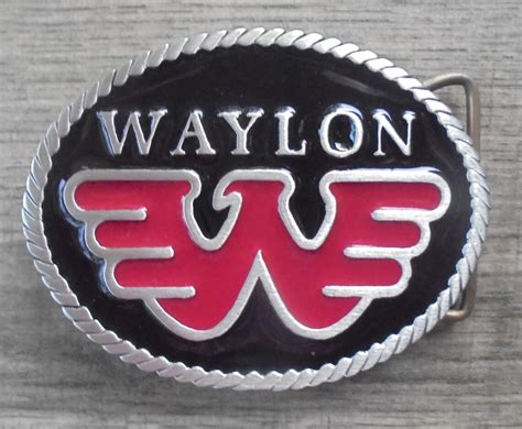 Waylon Jennings Flying W Belt Buckle Solid Black Etsy