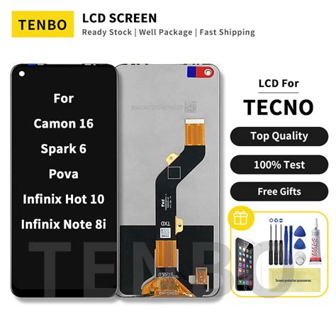 For Tecno Camon 16 Spark 6 Pova Hot 10 Infinix Note 8i KE7 CE7 CE7j CE9h LCD Display Screen