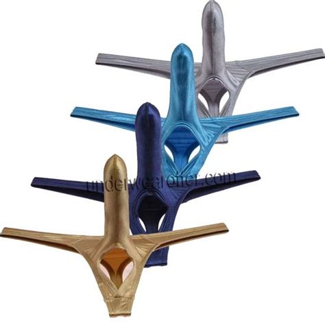 Men S Shiny Long Bulge Pouch Balls Hole Bikini Thong Underwear Lingerie T Back Mu