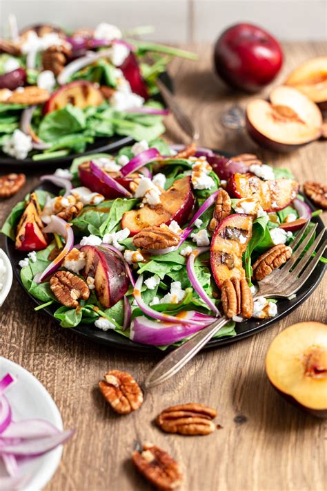 Grilled Plum Spinach Salad