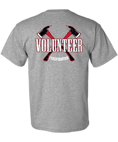 Firefighter T Shirt Short Sleeve Volunteer Firefighter Axes