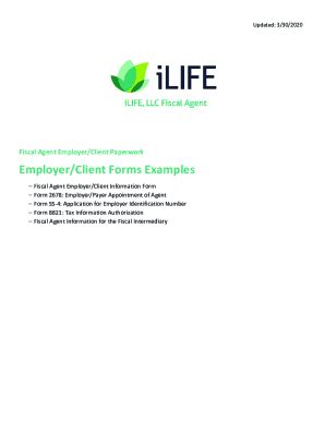 Fillable Online Employer Start Up Forms ILIFE Financial Management