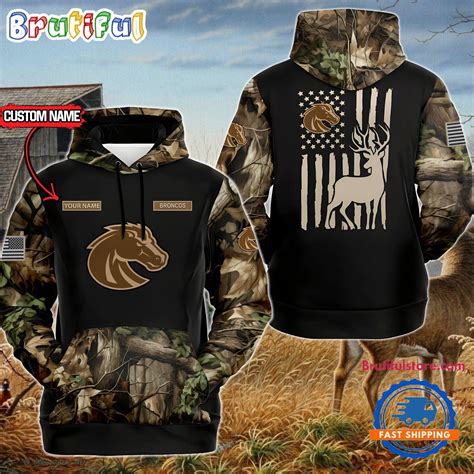 NCAA Boise State Broncos Sporty Camo Hunting Style Hoodie, Sweatshirt