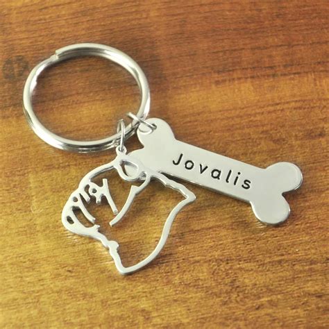 Pug Keychain Custom Dog Lover Keychain Personalized Pug Keyring Custom