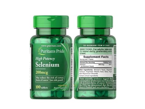Selenium Puritan's Pride Селен органический 200 мкг 100 таблеток купить ...