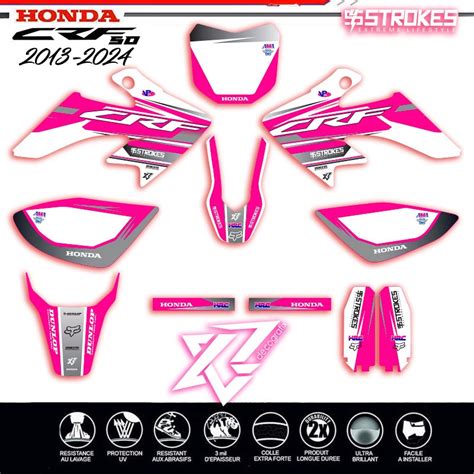 KIT DÉCO HONDA 50CRF TEAM 4STOKES 2024 ROSE DECOGRAFIX QUALITE