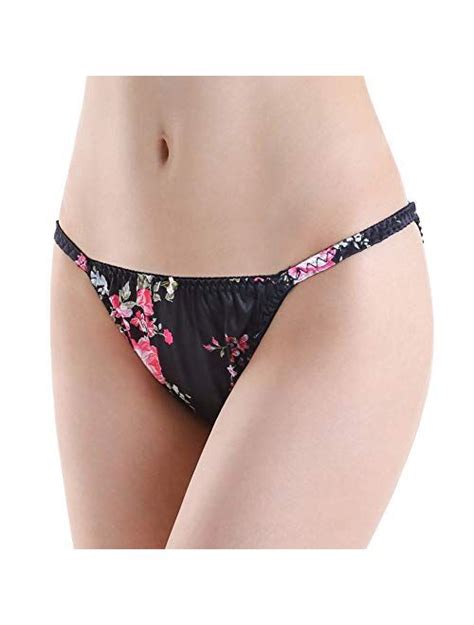 Buy Satini Women S Floral Satin Tanga Bikini Lingerie Panties Knickers