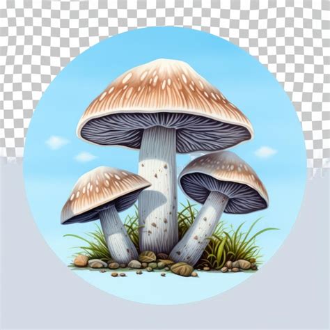 Premium Psd Three Mushrooms In A Circle Against An Electric Blue Sky