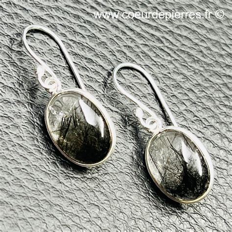 Paire De Boucles Doreilles En Cristal De Roche Avec Inclusions De