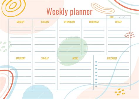 Planner Horizontal - Premium Vector | Horizontal personal weekly planner template page a4 ...