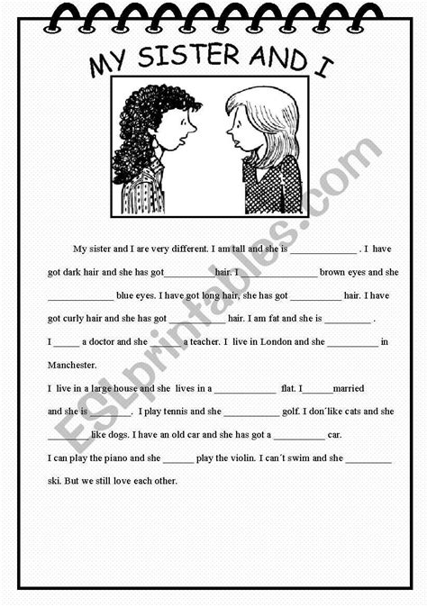 My Sister And I Esl Worksheet By Martinasvabova